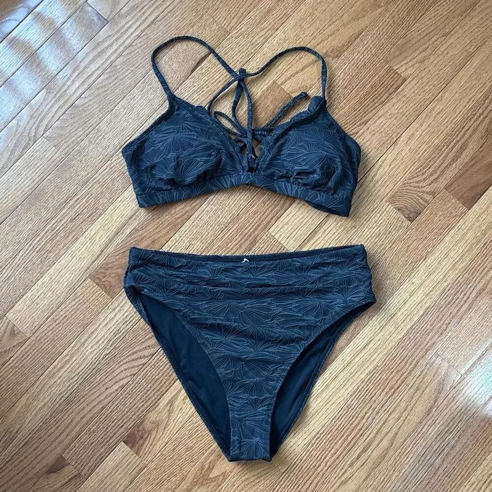 Cupshe Women's black grey Bikini and tankini sets